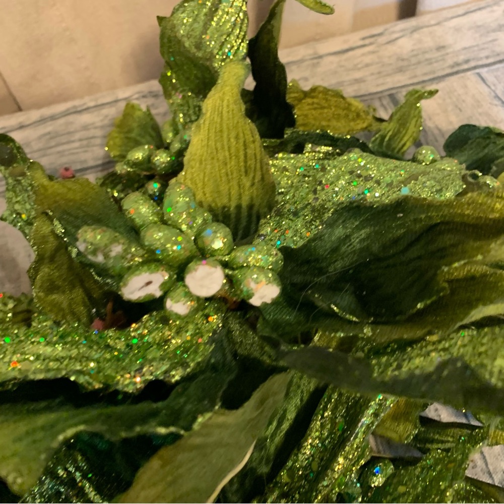 Floral Flowers Green Brown Lot Christmas Crafting Craft Glitter Wreath Tree - Picture 8 of 14